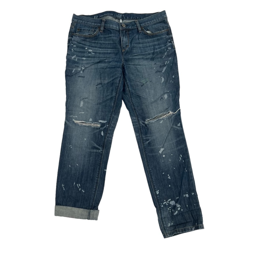 Loft By Ann Taylor Lean Boyfriend Distressed Jeans Size 10 Women’s